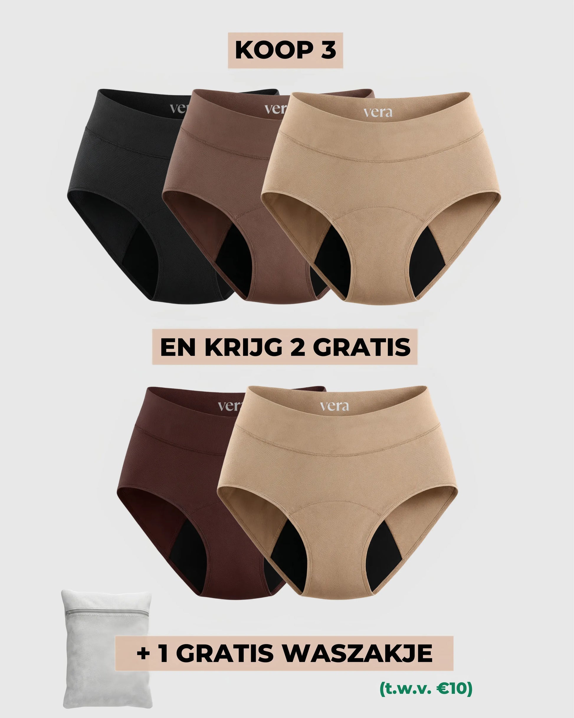 VERA© Lekvrij Ondergoed (3+2 GRATIS)
